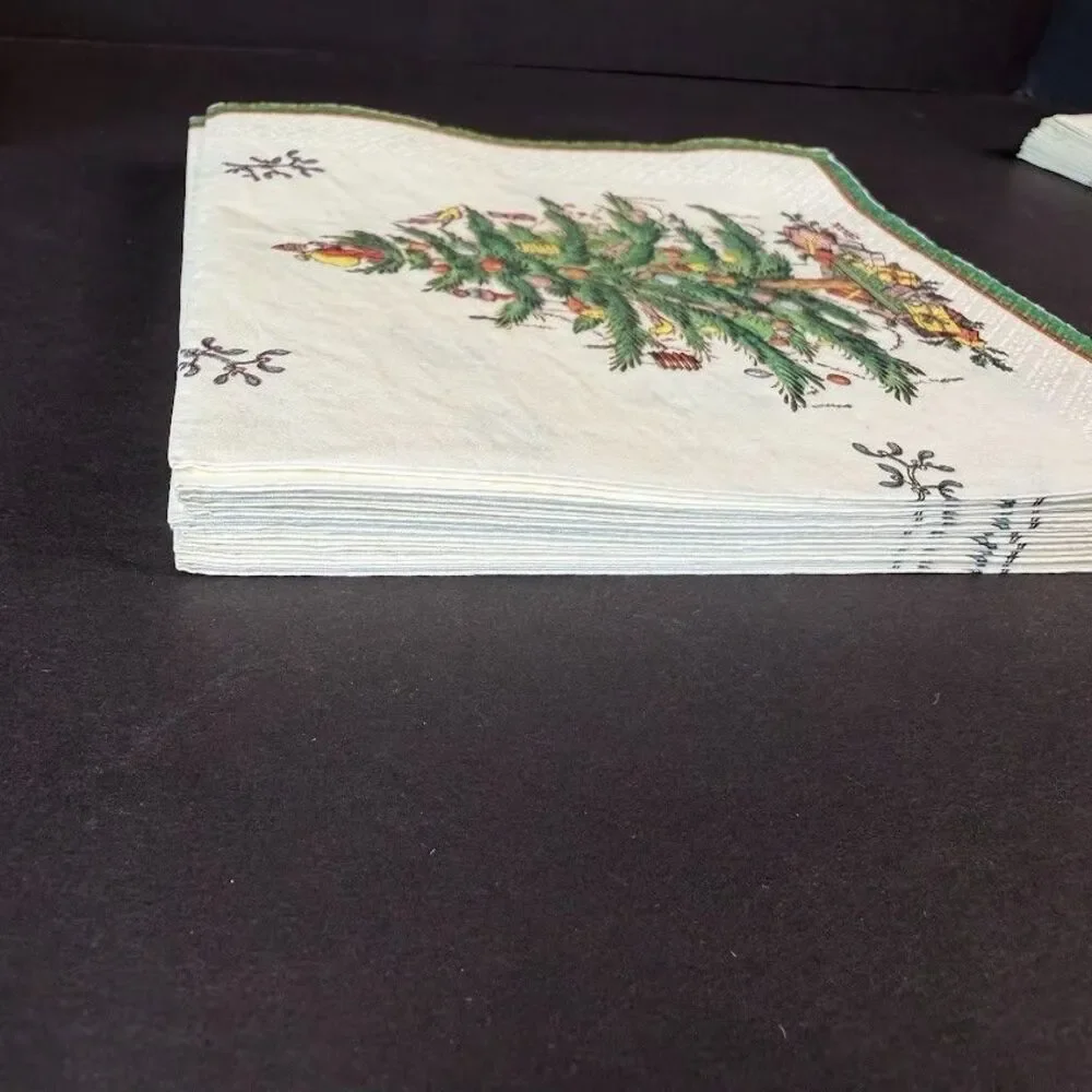 Lot of New & Open Spode Christmas Tree Paper Napkins-Beverage, Luncheon, Dinner